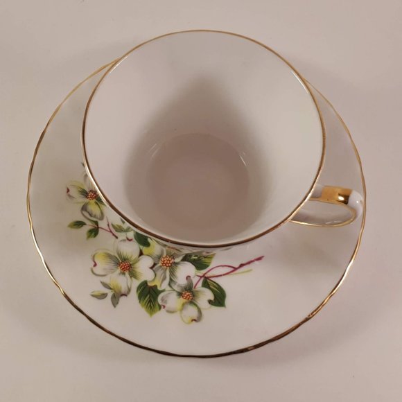 Vintage Delphine China Green & White Swirl Teacup and Saucer - Picture 7 of 9